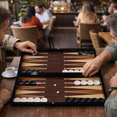 Turkish Walnut Handmade Backgammon Checkers Set 19 Inch Premium Quality