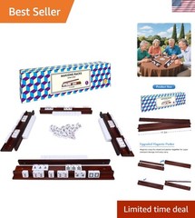 Portable 4-Piece Vintage Mahjong Rack Set with Magnetic Pushers for Easy Play