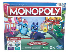Hasbro Monopoly Junior Board Game 2 Games In 1 Level 1 & 2 Ages 4+ New In Box