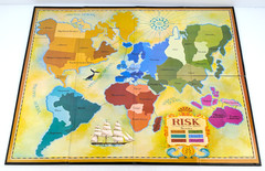 RISK Wooden Vintage Game Collection Edition Library Book Shelf COMPLETE Wood Box