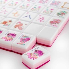 Engraved American Mahjong Tiles set . Glitter themed acrylic engraved