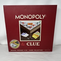 MONOPOLY and Clue Deluxe Vintage 2 in 1 Wood Game Collection Set Complete