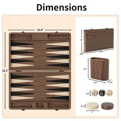 Luxury Walnut Backgammon Set – Wood Board with Travel Case, Doubling Cube