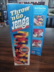Vintage 1995 Throw ‘N Go Jenga 1986 Colorful Wood Tower Building Game + Manual