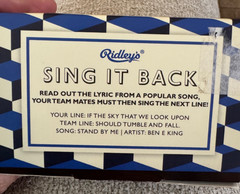 Ridley’s Sing It Back Card Game 100 Cards Music Trivia Party Game 2018 Boxed