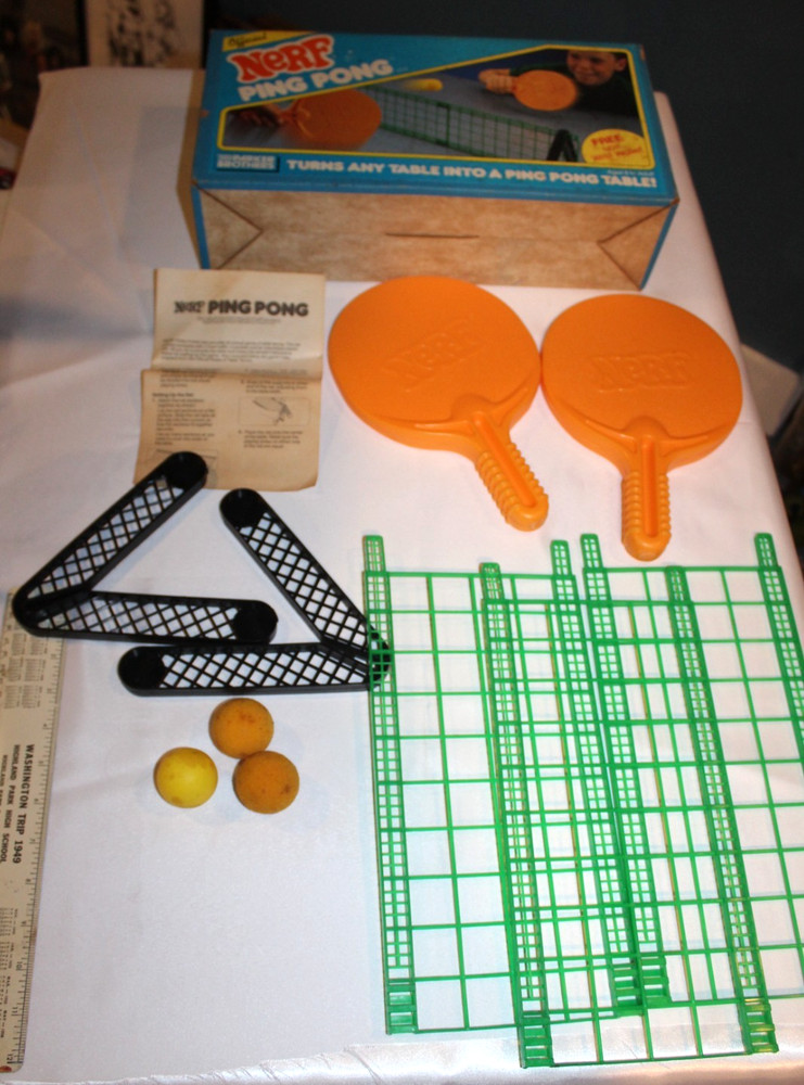 VTG 1980s Nerf Ping Pong Table Tennis Set Complete Parker Brothers Toy w Box