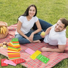 DLUGOPIS 28 Pieces Giant Lawn Dominoes Large Colorful 3.5 x 7 x 0.5 inches