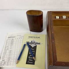 Yahtzee Vintage Game Collection Wooden Bookshelf Edition Retro Wood Box