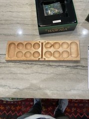Classic Games Mancala Folding Wood Board Game 48 Multicolored Stones Premium