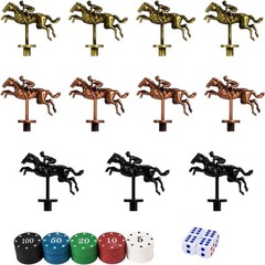Horse Race Board Game with 11 Luxury Metal Horses, 4 Dice, 2 Card Boxes and Thic