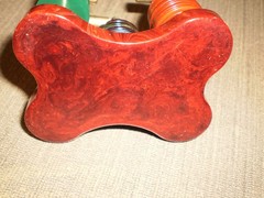 VTGE MAH JONG MAJONG SWIRLED RED BURGUNDY CATALIN BAKELITE CHIP COIN BANK CADDY