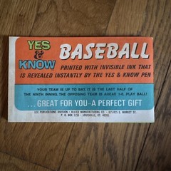 Vintage Used Yes & Know Invisible Ink Game Book Baseball