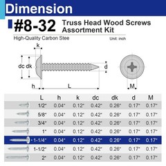 100 Pcs #8 x 1-1/4″ White Wood Screws, Truss Head Self Tapping Screws, Zinc P…