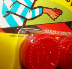 Vtg NIP Checkers & Board 24 Plastic Checkers with Folding Mat Sealed Hong Kong