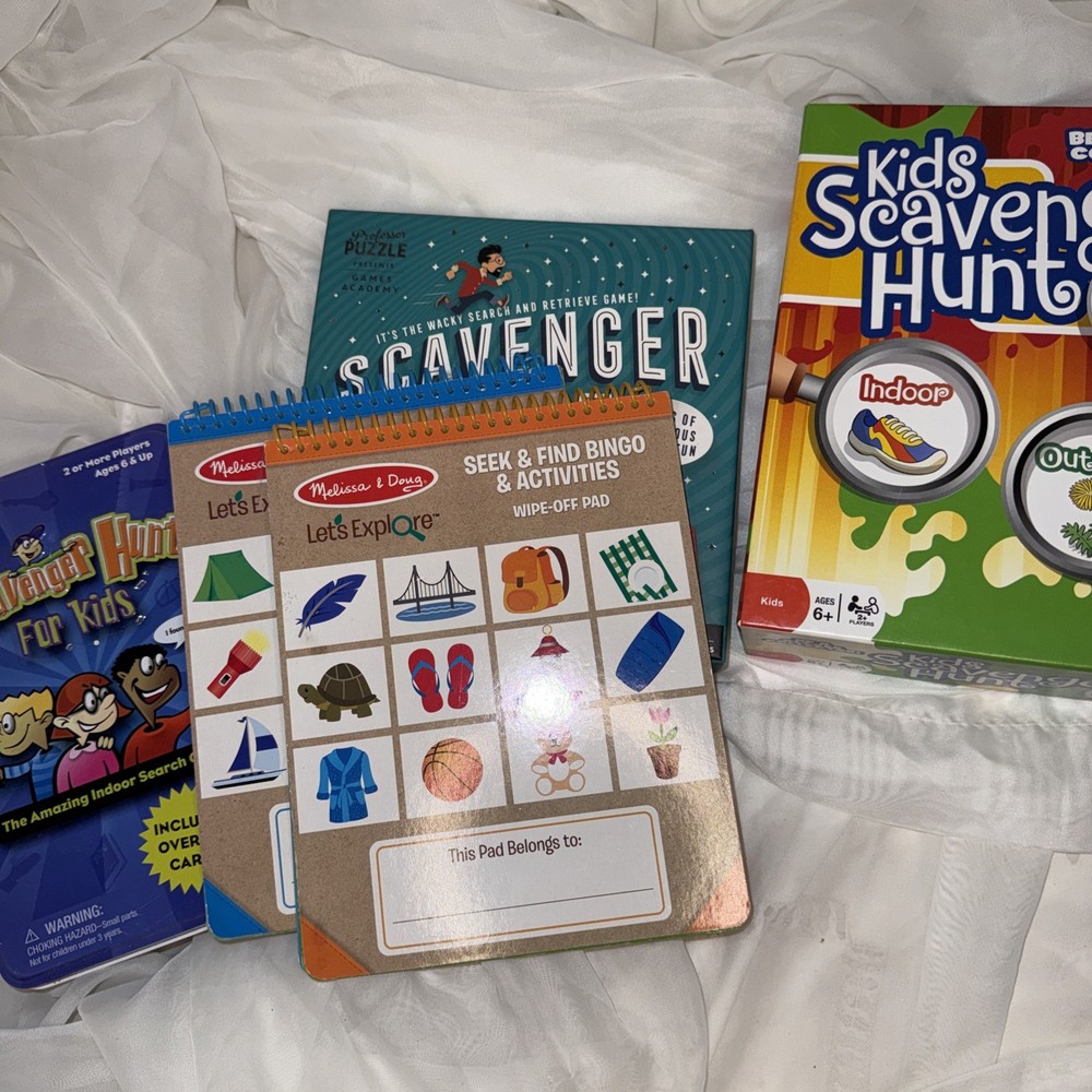 Kids Scavenger Hunt In A Box Indoor Outdoor Activity Games Lot Of 4 Lets Explore