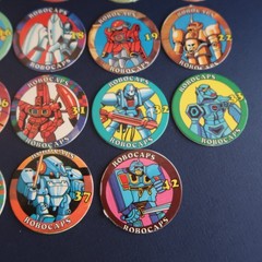 Vtg 90s Robocaps Pogs Milk Caps Lot- Go Bots Transformers Zbots Japan Robots