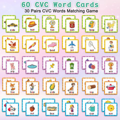 Memory Game, CVC Word Games Kindergarten,Memory Games for Kids Ages 4-8,Matching