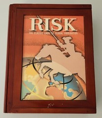 VTG Y2K Risk Board Game Book Shelf Edition Wooden Box World Domination Strategy