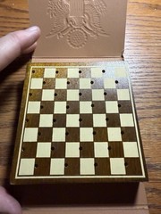 VINTAGE MILITARY FIELD CHECKERS SET IN CASE With Pegs