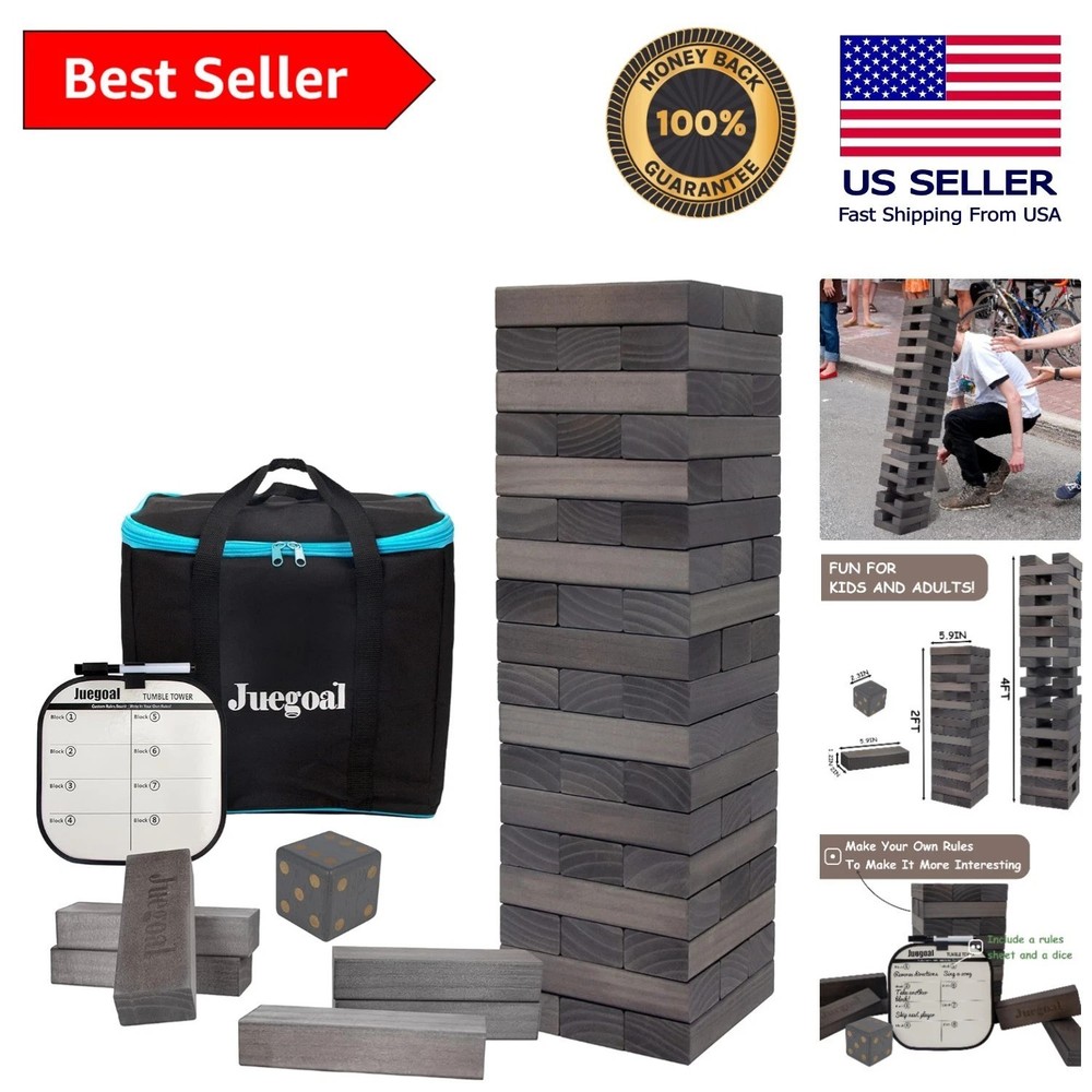 54-Block Tumble Tower Game with Canvas Bag – Ideal for Gatherings