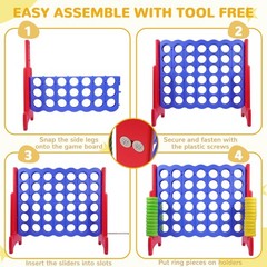 Giant 4-In-A-Row Connect Game Outdoor, 3.5FT Jumbo 4-To-Score Yard Game for Kids