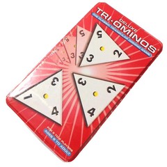 Deluxe Tri-Ominos Tin Classic Triangular Domino Game Pressman Toy 021853044423
