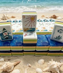 American mahjong 160 Tiles Engraved Ocean Theme