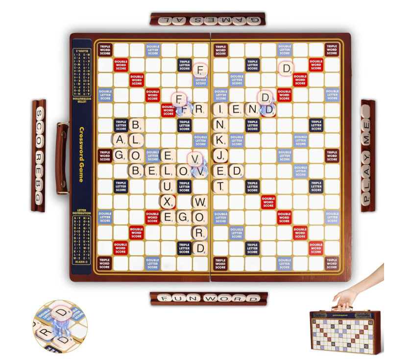 Crossword Game LUXURY EDITION- 2-4 PLAYERS- AGES 8 AND UP- MAGNETIC BOARD Wheels