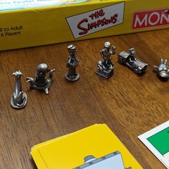 The Simpsons Monopoly Board Game W/ All 6 Pewter Tokens | Fully Complete In Box