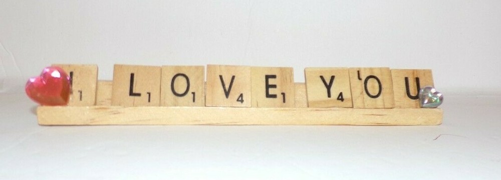 Scrabble Design I Love You Desk Plaque Pink Heart For Any Occasion Valentines