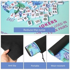 Green Mahjong Learning Mat 33″ x 33″ – Anti-Slip, Noise-Reducing, Carrying Bag I