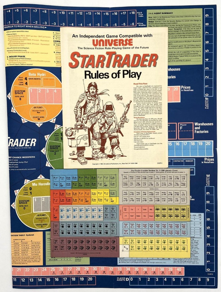 1982 SPI, StarTrader Science Fiction Role Playing Game, Unpunched w/Map, Vintage