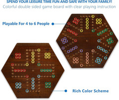 Marble Board Game, 15″ Double-Sided Painted Wooden Waho Speed Trackway Board
