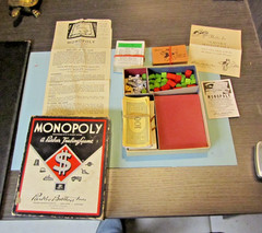 1935 1946 Parker Brothers Black Box Monopoly Board Game Metal Tokens Wood Houses