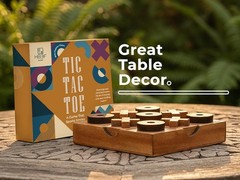 Wooden Tic Tac Toe Game Coffee Table Top XO Blocks Family Living Room Games