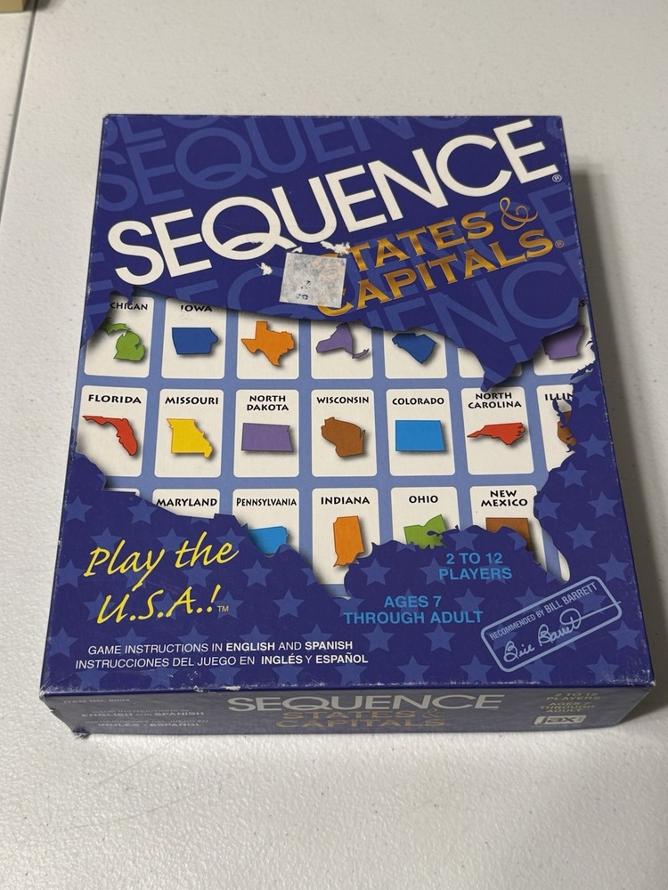 Sequence State & Capital Jax 2006 Ages 7-adult 2-12 Players Complete