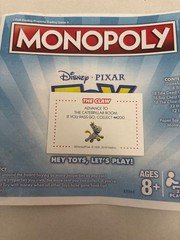 2018 Monopoly Toy Story Advance To Caterpillar Room Chance Claw Card Game