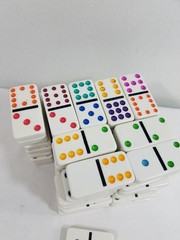 Pavilion Dominoes Double 12 Set 91pc Vtg Snap-Closure Case Multicolored Tiles