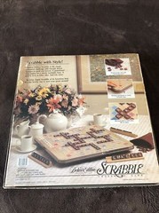 Vintage Scrabble Deluxe 4034 Rotating Turntable Board Game Wooden Tiles