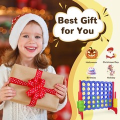 Giant 4-In-A-Row Connect Game Outdoor, 3.5FT Jumbo 4-To-Score Yard Game for Kids