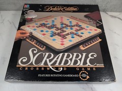 1989 Scrabble Deluxe Edition Turntable Board Game Milton Bradley #4034 Complete