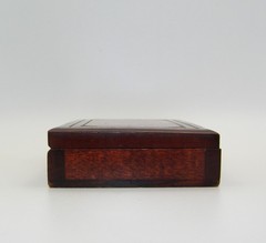 Antique complete Miniature Domino Set in Wood Portable Box Rich Patina