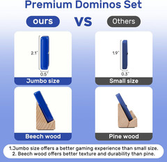 Dominoes Set for Adults with 4 Wooden Racks/Trays, Double Six Travel Portable Ca