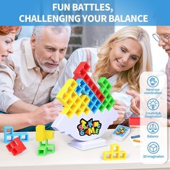 48PCS Tetra Stack Game for Adults & Kids Balance Toy for Family Fun