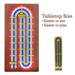Tabletop Cribbage Set with Large Roll-Out 40″ Neoprene Mat & Flat-Bottom Pawns