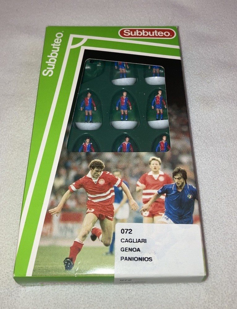SUBBUTEO 072 CAGLIARI GENOA PANIONIOS TABLE SOCCER FOOTBALL TEAM-VINTAGE-63000
