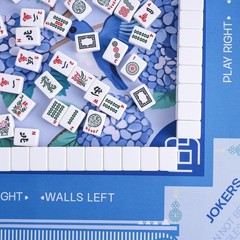 Blue American Learning Mahjong Mat (33”X33”) with Black Carrying Bag, Anti-Slip,