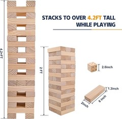 57-Piece Giant Stacking Timber Game – Family Indoor & Outdoor Entertainment