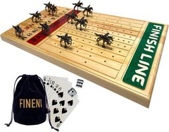 Elegant Pine Wood Horse Racing Game, Metal Miniatures, Family Board Game