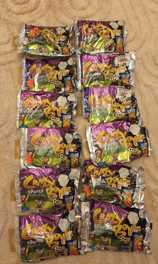 12 NEW SEALED PACKS GOGOS CRAZY BONES ORIGINAL “SPORTS” VERSION ☆ 48 BONES ☆